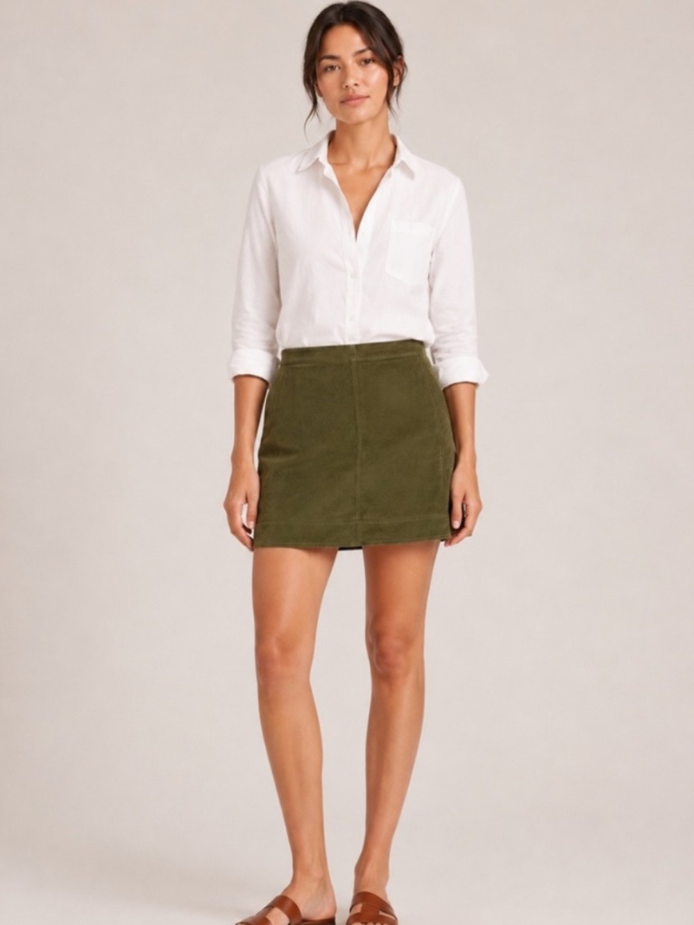 Banana Republic Corduroy Seamed Mini Skirt in Olive, Size 12 Petite, Cotton, NWT